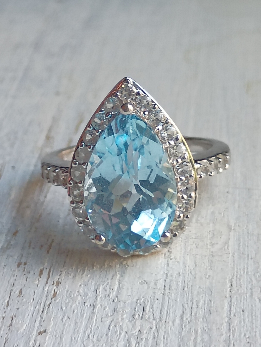 Solid 10k & Sky Blue Topaz Vintage Ring